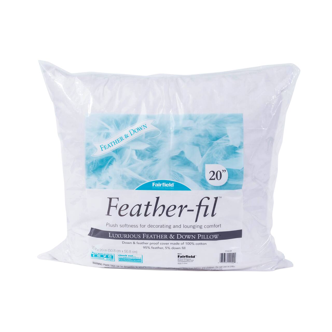 Feather-fil® 6ct. Luxurious Feather & Down Pillow Inserts, 20" x 20"